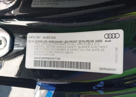 2014 Audi S5 3.0T Premium Plus z USA, uszkodzony, nr VIN WAUCGAFR9EA057154